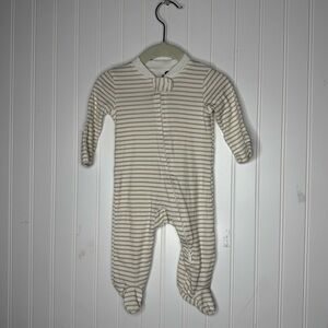 Small Story Organic Cotton Striped 2 Way Zip Footie Newborn Baby Size 0-3 Months